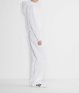 Nuova Tuta Sportiva <span class=keywords><strong>Bianca</strong></span> da Donna in Cotone, Felpe con Cappuccio Unisex con Zip Corta - Product Image 2