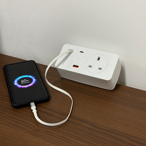 Multiprise à fixation sur bureau avec câble USB-C rétractable de 1 m, chargeur rapide PD 20 W, 1 <span class=keywords><strong>prise</strong></span> UK, <span class=keywords><strong>prise</strong></span> de bureau pour la maison, le bureau ou la table - Product Image 3