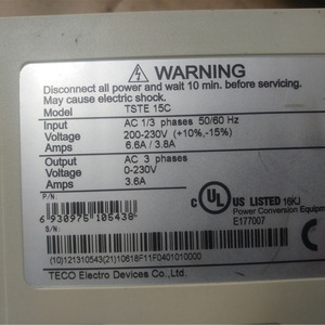 ไดรฟ์และมอเตอร์ TSTE-15C JSMA-SC04ABK01 400W สำหรับ TECO - Product Image 3