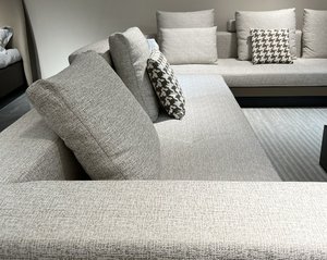 Juego de Sofás Reclinables en Forma de L, Tapizados, de Cuero Italiano de Grano Completo, Estilo Minimalista Milano, para Villa - Product Image 3