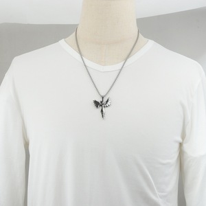yunnique Stainless Steel Phoenix Pendant <b>Necklace</b> With Chain 60Cm <b>Long</b> For Men Fashion Jewelry Wings Design Animal Zodiac Style - Product Image 4