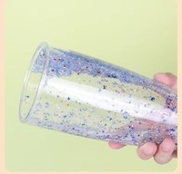 Gobelet en plastique PS perforé double couche JUNVOY avec couvercle plat et paille, bouchon inférieur DIY pour thé boba, smoothies, granités et fêtes