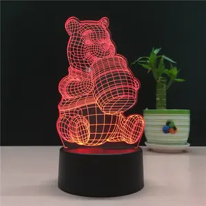 動物の形をした3Dかわいいクマの常夜灯LED7色点滅ランプタッチリモコンベッドサイドライトクリスマスギフト