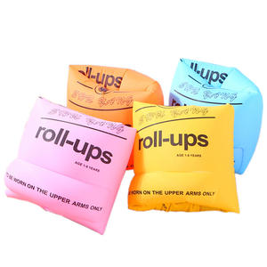 Flotadores de brazo inflables Shu Wang Roll-Ups para niños de 1 a 6 años, equipo de seguridad para nadar, color amarillo sólido, material de PVC. - Product Image 5