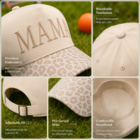 Casquette de baseball Dymf Sporty Street Style Common 5 panneaux avec logo MAMA brodé en 3D pour hommes et femmes, imprimé léopard, bicolore