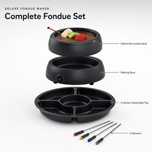 Nouvelle conception, pot à chocolat fondu <span class=keywords><strong>de</strong></span> 500 ml, 4 fourchettes, <span class=keywords><strong>fondue</strong></span> au chocolat et au fromage électrique en acier inoxydable, pour un cadeau <span class=keywords><strong>de</strong></span> bienvenue - Product Image 4