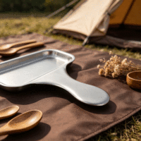 Assiette carrée en acier inoxydable épaissi FLEY, design moderne et minimaliste, plateau de service occidental doré pour barbecue, design créatif