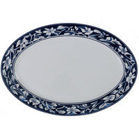 Vaisselle de restaurant logo personnalisé plat rond impression de luxe vaisselle de table en céramique en gros assiette en porcelaine florale bleue classique