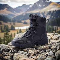 Bottes tactiques montantes à lacets pour hommes avec doublure en mesh et semelle extérieure en caoutchouc durable pour la randonnée et le travail en extérieur été/hiver