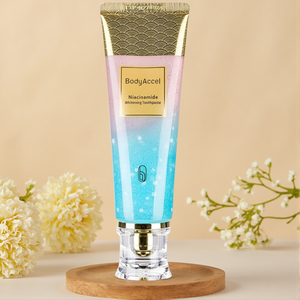 Pasta Dental Vegana en Aerosol BodyAccel Sin Flúor 100g, Niacinamida, Durazno y Menta, Blanqueadora, Antiplaca, Aliento Fresco, Para Mujeres, Venta al Por Mayor - Product Image 1