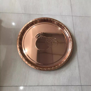 Stainless Steel Gold Plated Serving Tray Oval With <b>Apple</b> Design For Hotel And Home Use - Product Image 2