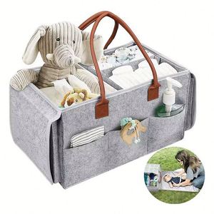 Custom LOGO Foldable Large Capacity Felt Diaper Bag <b>Storage</b> <b>Basket</b> Felt Mommy Nappy Caddy Organizer Tote Bag - Product Image 1
