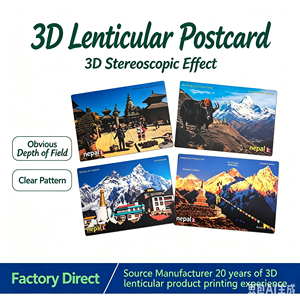 Tarjeta Postal Lenticular 3D Personalizada, Tarjeta de Felicitación de Plástico con Impresión Estereoscópica para Regalo Turístico - Product Image 2