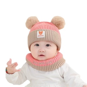 Conjunto <span class=keywords><strong>de</strong></span> Gorro y Bufanda <span class=keywords><strong>de</strong></span> Punto para Niños, Invierno, con Pompones, Bordado 3D, Lunares/Personajes, Lazos Negros, Camuflaje, Cuadros, Estilo Informal, para la Playa - Product Image 1