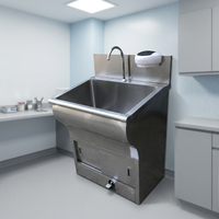 Évier médical abordable Hochey en acier inoxydable 304 pour 1 personne avec mode de sortie d'eau en option