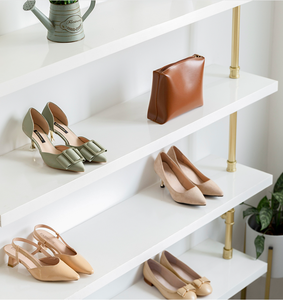 Trung Tâm Mua Sắm Showroom Thiết Kế Hiện Đại Vàng Trắng Túi Giày Hiển Thị Giá Đứng Treo Tường Đa Lớp Kệ - Product Image 3