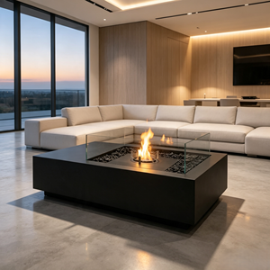 <span class=keywords><strong>Cheminée</strong></span> au <span class=keywords><strong>bioéthanol</strong></span> rectangulaire moderne VALSE, foyer autoportant à l'alcool avec écran en verre pour la <span class=keywords><strong>d</strong></span>écoration de villas de luxe - Product Image 1