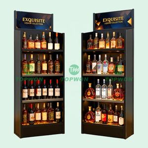 Estantes de exhibición de supermercado personalizados Estante de exhibición de <span class=keywords><strong>metal</strong></span> de 4 niveles Vino Cerveza Bebida Whisky Cócteles Licor Soporte de exhibición de <span class=keywords><strong>metal</strong></span> - Product Image 1