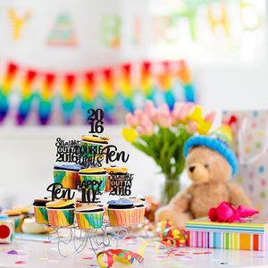 Décorations <span class=keywords><strong>de</strong></span> cupcakes noires <span class=keywords><strong>pour</strong></span> 10e anniversaire, piques à cupcakes scintillantes « Happy <span class=keywords><strong>10</strong></span> Straight Outta 2016 » <span class=keywords><strong>pour</strong></span> fête d'anniversaire ou <span class=keywords><strong>de</strong></span> <span class=keywords><strong>mariage</strong></span> - Product Image 4