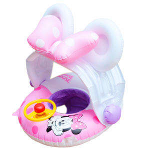 Flotador inflable con asiento para bebé de Mickey Mouse, juguete de piscina para niños con diseño de dibujos animados y volante. - Product Image 5