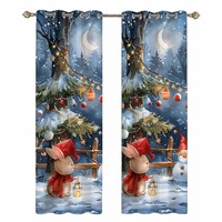Rideau de Noël imprimé numériquement Bindi en promotion, à œillets, en polyester, pour décoration de fêtes, draperies pour salon, motif personnalisé