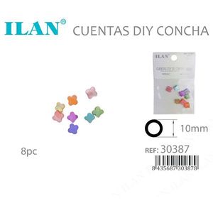 Perline di conchiglia Ilan da 10 mm, design floreale multicolore, fai da te, 8 pezzi - Product Image 3