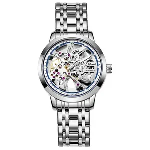 Nueva llegada logotipo personalizado 316L acero inoxidable MOVIMIENTO Visible esqueleto relojes para hombre <span class=keywords><strong>marca</strong></span> superior reloj automático - Product Image 2