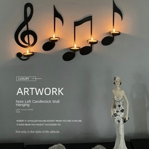 Candelabro de música Candelero de vacaciones Decoración del hogar, Western Classic Candlelight Cena Props Fotografía Aniversario Cumpleaños - Product Image 5