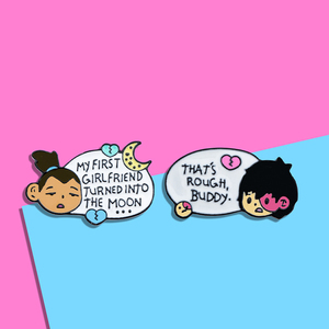 เด็กชายหญิงคิดว่าเป็นหมุดหยาบเพื่อนสาวคนแรกของฉันกลายเป็นเข็มกลัดดวงจันทร์สำหรับคู่รักป้ายสีดำ - Product Image 1