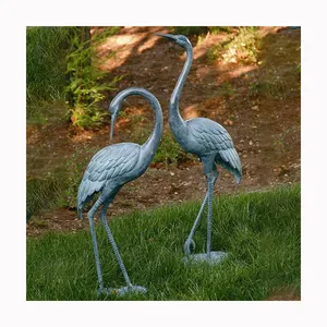 Hause dekoration metall vögel skulptur antike blaue casting bronze messing heron statuen für verkauf