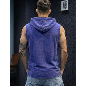 เสื้อกล้ามมีฮู้ดสำหรับผู้ชาย FOXA ผ้าฝ้าย สำหรับออกกำลังกาย ฟิตเนส สตรีทแวร์ มีกระเป๋า ระบายอากาศได้ดี ผ้าเฟรนช์เทอร์รี่ - Product Image 2