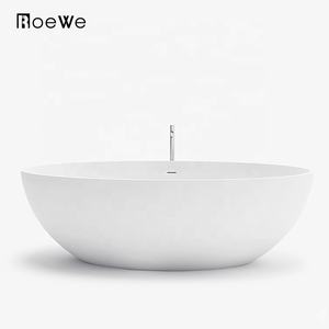 Bañera de diseño ovalado de mármol artificial con soporte libre, tubos de baño hechos a medida, piedra de imitación, superficie sólida - Product Image 2