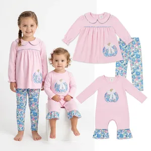 Conjuntos de ropa de otoño para bebés y niñas, camisetas de manga larga con lazos de calabazas, pantalones Skort - Product Image 6