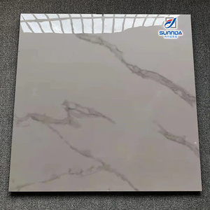 Gạch men sứ bóng mài 60x60cm, thiết kế mới, bán chạy, màu trắng vân đá cẩm thạch tiêu chuẩn - Product Image 3