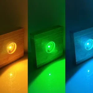 AAA Battery Powered Lamp Base Led Wood Circle Rectangle Oval Square For Crystal Ball Acrylic Plexiglass Resin Arts Objects