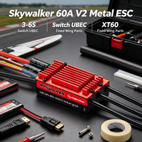Hobbywing Skywalker 60A V2 ESC métallique XT60 Brushless 5V-7.4V 3-6S avec UBEC T pour accessoires de drone à aile fixe RC et pièces DIY