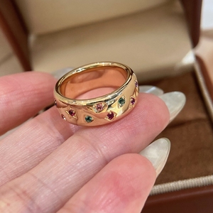 Aazuo-Joyería Vintage con zafiros cultivados en laboratorio, conjunto de joyería de lujo de oro amarillo macizo de 18K, anillo y brazalete, regalo para mujer, alta calidad - Product Image 3