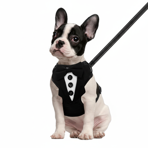 Arnés de esmoquin, arnés de chaleco reflectante ajustable para perros y conjunto de correa de malla suave acolchada, traje de boda formal para mascotas con - Product Image 1