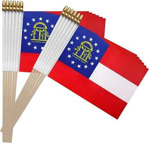 Poliéster logotipo personalizado Georgia miniatura palo de mano en miniatura portador de bandera sostiene ondeante bandera con poste de plástico o madera - Product Image 2