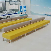 Banc long en métal moderne en forme de L, banquette pour hôpital, hôtel, hall d'entrée, canapé en cuir PU, mobilier commercial pour salle d'attente