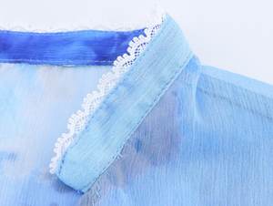 ZADE 2025 été nouveautés femmes Vintage imprimé fleuri bouton cou translucide à manches longues <span class=keywords><strong>Blouse</strong></span> tissé en mousseline de soie tissu - Product Image 6