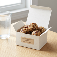Boîte en carton blanc personnalisée pour les boules protéinées, emballage de collations en petites quantités, vente en gros avec impression de logo