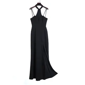 8N67 Customize factory Women Solid strapless halter back maxi evening dress manufacturer