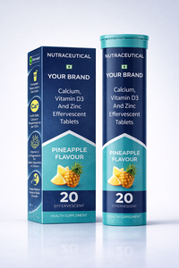 Tabletas Efervescentes de Calcio, Vitamina D3 y Zinc con Sabor a Piña, Suplemento para la Salud Ósea e Inmunidad, Paquete de 20 Tabletas - Product Image 4