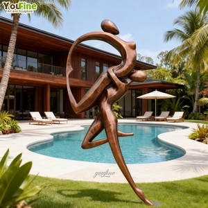 YOUFINE Décoration de jardin extérieure grandeur nature personnalisée abstraite danse Couple Statue <span class=keywords><strong>Sculpture</strong></span> en Bronze des amoureux - Product Image 1
