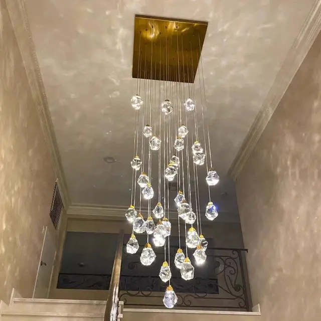 Modern İskandinav kapalı merdiven aydınlatma lambaları asılı kristal işık ev dekor avizeler kolye işıkları