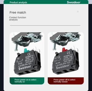 Xb4 Chất lượng cao 22mm 2 vị trí 3 vị trí sáng <span class=keywords><strong>Knob</strong></span> chuyển tự khóa chốt Selector Bảng điều chỉnh thiết bị chuyển mạch với LED ánh sáng 12V - Product Image 5