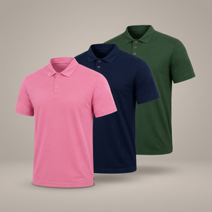 Polo en tricot à manches courtes pour homme, couleur unie, style décontracté, coupe classique, rose, marine, vert - Product Image 2
