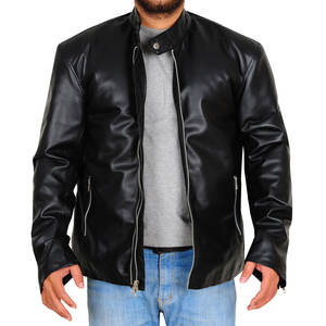 Chaqueta de cuero negro para hombre de la mejor calidad al por mayor bonito color con cierre de cremallera transpirable y de talla grande para invierno - Product Image 4