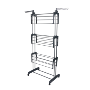 Séchoir à <span class=keywords><strong>linge</strong></span> pliable multifonctionnel noir pour intérieur ou <span class=keywords><strong>extérieur</strong></span>, support de séchage vertical pour vêtements - Product Image 2